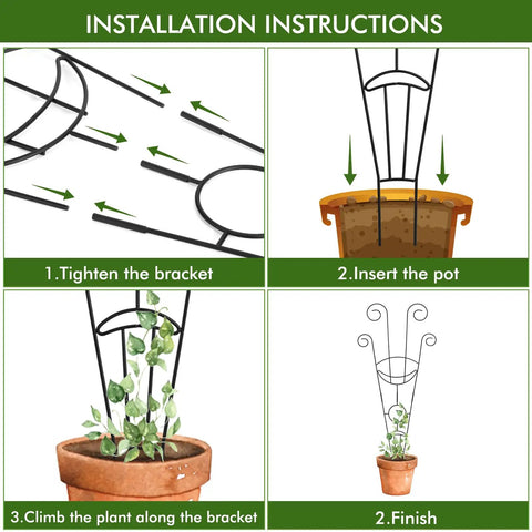Installation guide for Four Pack 30 Inch Plant Trellis Set For Climbing Vines, Rustproof Metal Garden Trellis For Potted Plants