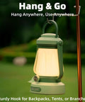 Kids Lantern With 4 Color Dimmable Lights And USB C Charging hanging on a hook outdoors