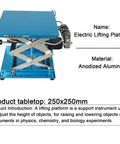 Heavy Duty Motorized Lab Jack Lift Table With Smooth Electric Lifting Platform And Height Adjustable Stage, 25kg Load Capacity, anodized aluminum, 250x250mm