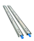 Beefy 28 Inch Locking Drawer Slides With Soft Close Heavy Duty Ball Bearing Side Mounted Hardware 3 Stage Full Extension 250 Pound Load Capacity For Industrial And Home Use, pair