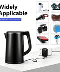 Boss Level Plug And Play Car AC To DC Power Converter 110 To 240V To 12V 24W Transformer Adapter with kettle and various devices.