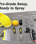 Zero Sweat Drywall Renovation With This Heavy Duty Texture Spray Gun Kit Featuring Three Swappable Nozzles, pro-grade setup with hopper, nozzles, and tools.