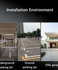 Rugged Wall Mount EV Charger Shield Built Tough For Your Daily Grind With Lockable Weatherproof Seal Rain Dust Oil Protection Cooling Slots Heavy Duty Steel Universal Fit Black displayed in different installation environments including underground, ground parking, and villa garage.