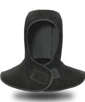 Flame Retardant Welding Hood With Neck Drape Leather Cap For Head, Eye And Neck Protection, durable, heat resistant, black.