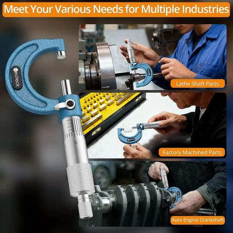 Pro Grade 0 To 1 Inch Outside Micrometer With 0.0001 Inch Resolution Carbide Tipped Anvils used on various parts in industries