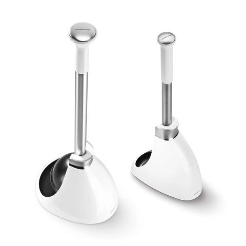 Must Have Toilet Plunger And Toilet Brush Set With Holder Magnetic Drip Free Covers Crescent Brush Head Modern Plunger Flange Hidden