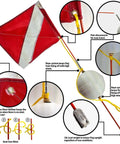 Detailed diagram of Must Have Dive Flag And Float Kit For Snorkel And Scuba, 14 By 18 Inch Nylon Flag With Tough Stiffener Rod.