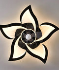 Dope Ceiling Fan With Lights Remote Control 24 Inch Black Low Profile Flush Mount star-shaped light design