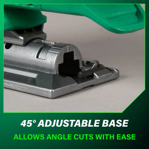 Close-up of 45° adjustable base on Lightweight 18V Cordless Jig Saw With 2,500 SPM, Four Cutting Modes, Tool-Less Blade Change