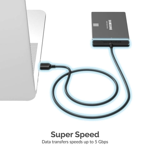 Usb 3.0 To 2.5 Inch Sata Drive Adapter Cable For Ssd And Hdd With Uasp Plug And Play Usb Powered External Converter For Laptop Storage connected to laptop and SSD