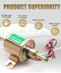 Gold 12V Low Pressure Electronic Fuel Pump For Most Cars Replacement Part with copper and aluminum construction, side view