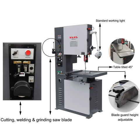 Heavy Duty 16 Inch Vertical Metal Cutting Bandsaw With 220V Single Phase Variable Speed Pro Grade Integrated Blade Welder And Grinder Tilting Cast Iron Table For Steel Aluminum And Plastic VS 1611, front view