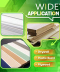 Image showing wide application of 8 Piece Hole Saw Kit With Case 1 To 2 1/8 Inch for drywall, plastic board, and plywood.