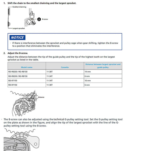 Diagram showing 12 Speed Di2 Derailleur Adjustment Tool 2 Pack for Road Bikes with precise tuning instructions for Shimano R7100 R8150 R9250