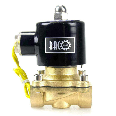 Front view of Brass Heavy Duty Electric Solenoid Valve Three Eighths Inch NPT 110V AC Normally Closed High Reliability For Water Irrigation