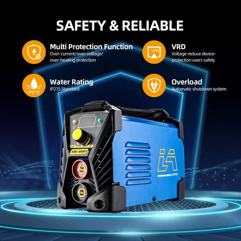 Stick Welder Arc Welding Machine With Hot Start, Arc Force, Anti Stick Tech, 200 Amp Portable MMA Welder front view