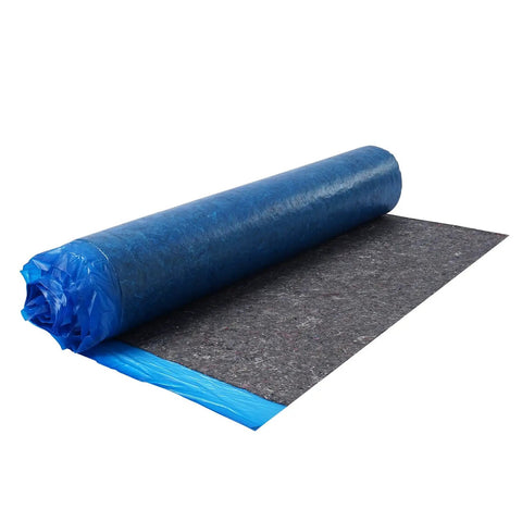 Heavy Duty Floor Underlayment Roll 3 Mm Thick Laminate Flooring Padding With Vapor Barrier on display, showing rolled black padding.