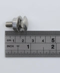 Eight Piece Stainless Steel Carriage Bolt Kit With Nuts And Washers One Quarter Inch By Twenty Threads And Three Quarter Inch Long Full Thread Square Neck Ready To Use For Planter Boxes Decks Swing Sets Diy Friendly next to a ruler