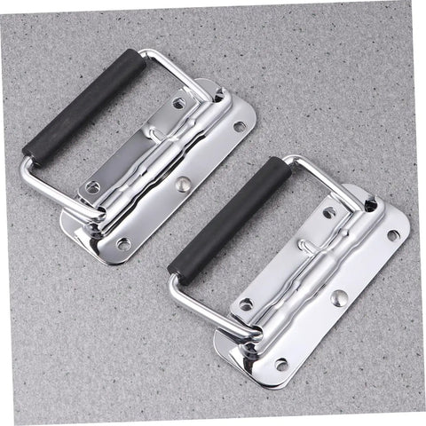 Kickass Two Pack Folding Spring Loaded Case Handle Heavy Duty Industrial Cabinet Pull For Suitcases Toolboxes And Luggage Trunks Secure Grip Hardware Design