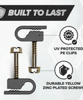 Diagram of One Quarter Inch Coax Cable Clips With Screws Outdoor Exterior Cord Management with zinc-plated screws shown