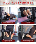 Upgrade Hamstring Curl Sit Up Bar Attachments For Power Racks With Pin Rod And 3 Adjustable Holes in use for exercises.