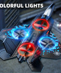 Foam RC Airplane For Kids And Adults, Two Point Four GHz Remote Control Plane with colorful lights in flight displaying blue LEDs