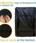 Keep Your Stash Frosty With This No Sweat Weather Armor For Outdoor Upright Freezer And Beverage Cooler 20 X 20 X 33 Inches black cover showing adjustable ropes and air vents.