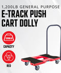 Heavy Duty 4 Wheel Dolly With E Track Push Cart 1200 Lb Capacity Furniture Moving Cart Modular Cargo Platform Made In USA Red
