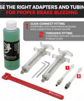 SRAM Maven Pro Grade Hydraulic Brake Bleed Kit with syringes, mineral oil, hose, and adapters for MTB brakes on white background.