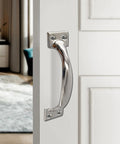 Door with 12Pcs 4 Inch Metal Gate Pull Handles Vintage Barn Door Pulls For Cabinets Drawers Doors Fences Garage And More With Mounting Screws Heavy Duty Iron Rustproof Silver Finish For Interior Exterior Use