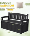 80 Gallon Outdoor Storage Bench With Armrest Lockable Deck Box for Patio Garden and Poolside Waterproof and UV Resistant