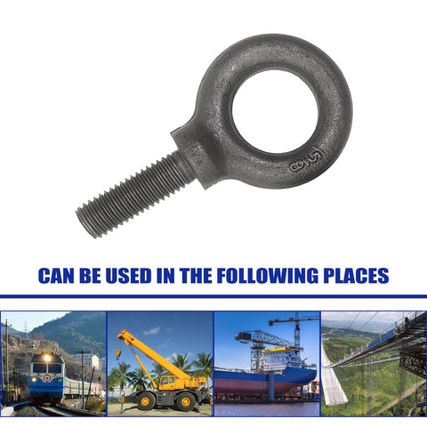 Heavy Duty Lifting Eyebolts Set, Five Eighths Inch By One And Three Quarter Inch, 2 Pack, Industrial Grade Heavy Duty Forged Steel