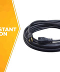 Heavy Duty Outdoor Extension Cord 50 Ft 14 Gauge 3 Conductor, Oil Resistant Vinyl Jacket, All Weather Flex, UL Listed, Black