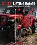 60 Inch Farm Jack With 7000 Lb Capacity Ratcheting High Lift Utility Jack lifting red SUV off-road
