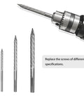 Straight Shooter Tire Repair Patch Tool Kit With 42Mm Steel Buffing Wheel HSS Drill Bits, featuring three HSS drill bits for tire repairs.