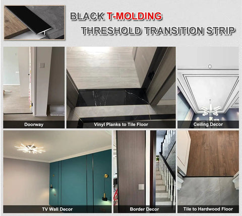 Rugged Aluminum T Molding Floor Transition Strip 36 Inch By Three Quarter Inch Matte Black Doorway Edge Trim sample