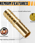 Close-up of brass barb fitting from All In One Brass Hose Barb Fittings Kit With 48 Pieces And 96 Stainless Steel Hose Clamps