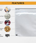 500 Pack 6.5X10 Shipping Label Sleeves showcasing waterproof material, adhesive back, premium quality for e-commerce shipping.