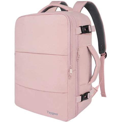Pink Women Travel Backpack Carry On With Shoe Compartment And Water Bottle Pocket, TSA 15.6 Inch Laptop, Flight Approved, Wet Pocket