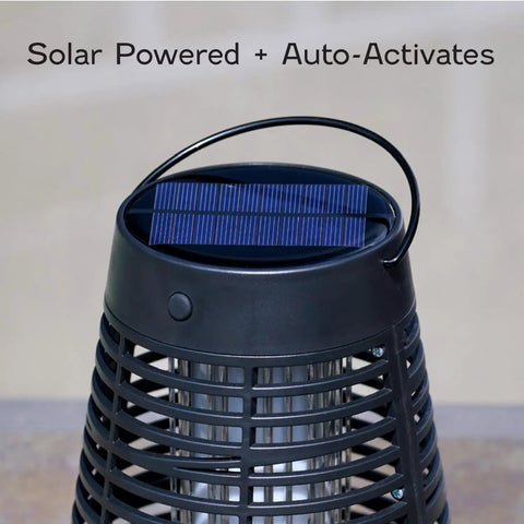 Top view of Solar Powered Bug Zapper Outdoor Insect Trap With 600V Grid, LED Flickering Flame, Auto Activates At Dark, Weatherproof Fly Trap