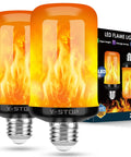 Led Flame Light Bulbs With Four Modes For Outdoor Use E26 Base Realistic Flame Look With Gravity Sensing Upside Down Effect Lit Two Pack