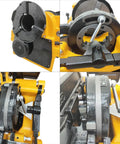 Close-up of Heavy Duty Electric Pipe Threading Machine Cuts And Threads Half To Three Inch Bspt And Npt Pipes with precision components.
