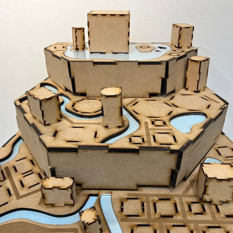 Wooden architectural model using 12 By 12 Inch Premium Baltic Birch Plywood One Eighth Inch Thick Unfinished Wood AA Grade.