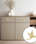 Vintage Brass Leaf Cabinet Drawer Pull Handle For Kitchen Cabinets Dresser Nightstand And Wardrobe Left Side Mount Built To Last Comfortable Grip Smooth Gloss Finish Classic Furniture Hardware Upgrade installed on a cabinet in a modern room.