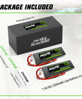 Package with 2S LiPo Battery 2200mAh 50C 7.4V With Soft Case And Dean T Connector, manual, stickers, and box