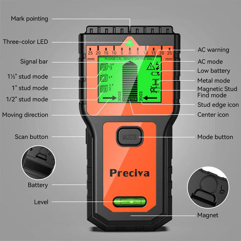 Slick Multi Function Wall Scanner Locates Deep Studs Solid Wood Concealed Wiring And Live AC Cables Using Six Precise Depth Levels Combined With Hella Responsive Tracking For No Sweat Home Fixes