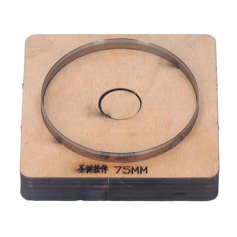 75mm Round Leather Cutting Die For DIY Crafts, Precision Hollow Punch Cutter made of pro grade durable alloy steel on wood base.