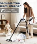 Waitbird 4.5 Bar Handheld Steam Cleaner Pro For Home Use High Pressure Hot Steam Wand sanitizing a living room carpet.