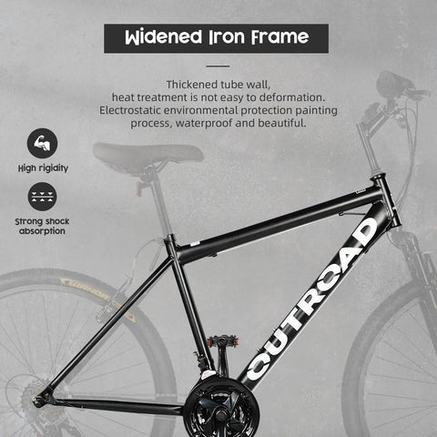 26 Inch Mountain Bike With Sturdy Aluminum And Steel Frame 21 Speed Front And Rear V Brakes Lockout Suspension Fork Built For Men