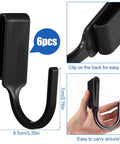 Heavy Duty Tool Belt Clips Six Pack For Securely Holding Your Hammer Drill Power Tools And Electrical Rig Upgrades Instantly Jobsite Ready And Rock Solid Durable For Daily Trade Tasks, black plastic clips measuring 12.5 x 8.5 x 7 cm.